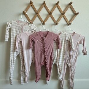 Lot of 5 girls ruffle Kickee Pants and Caden lane Pink and Cream Kids Footies